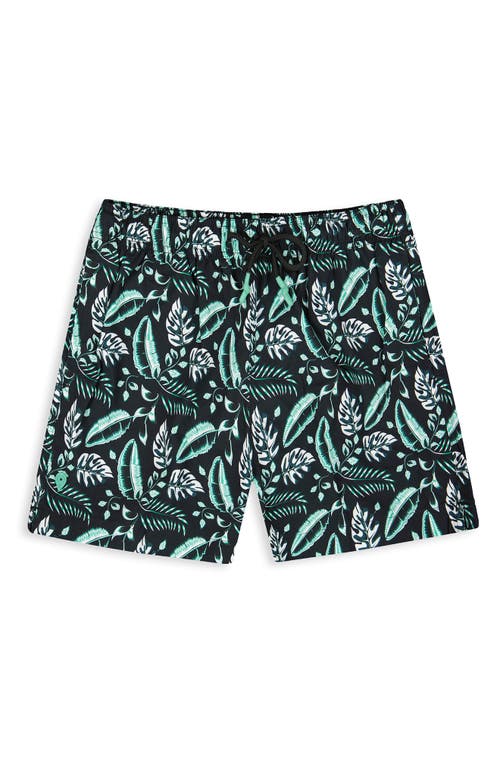 Sunset X Vine Leaf Print Swim Trunks