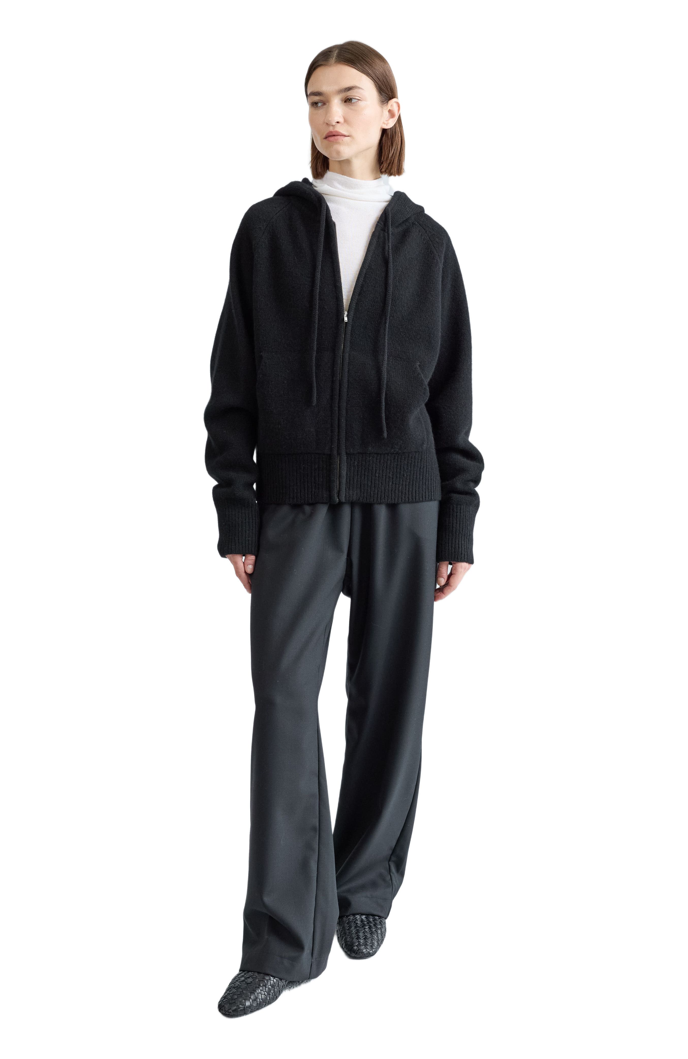 Wool Hoodie Zip Up Sweater