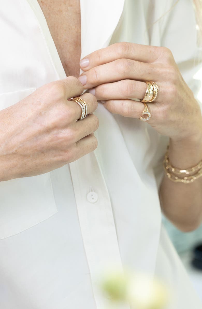 Adina Reyter Baguette Diamond Horseshoe Signet Ring, Alternate, color, Yellow Gold