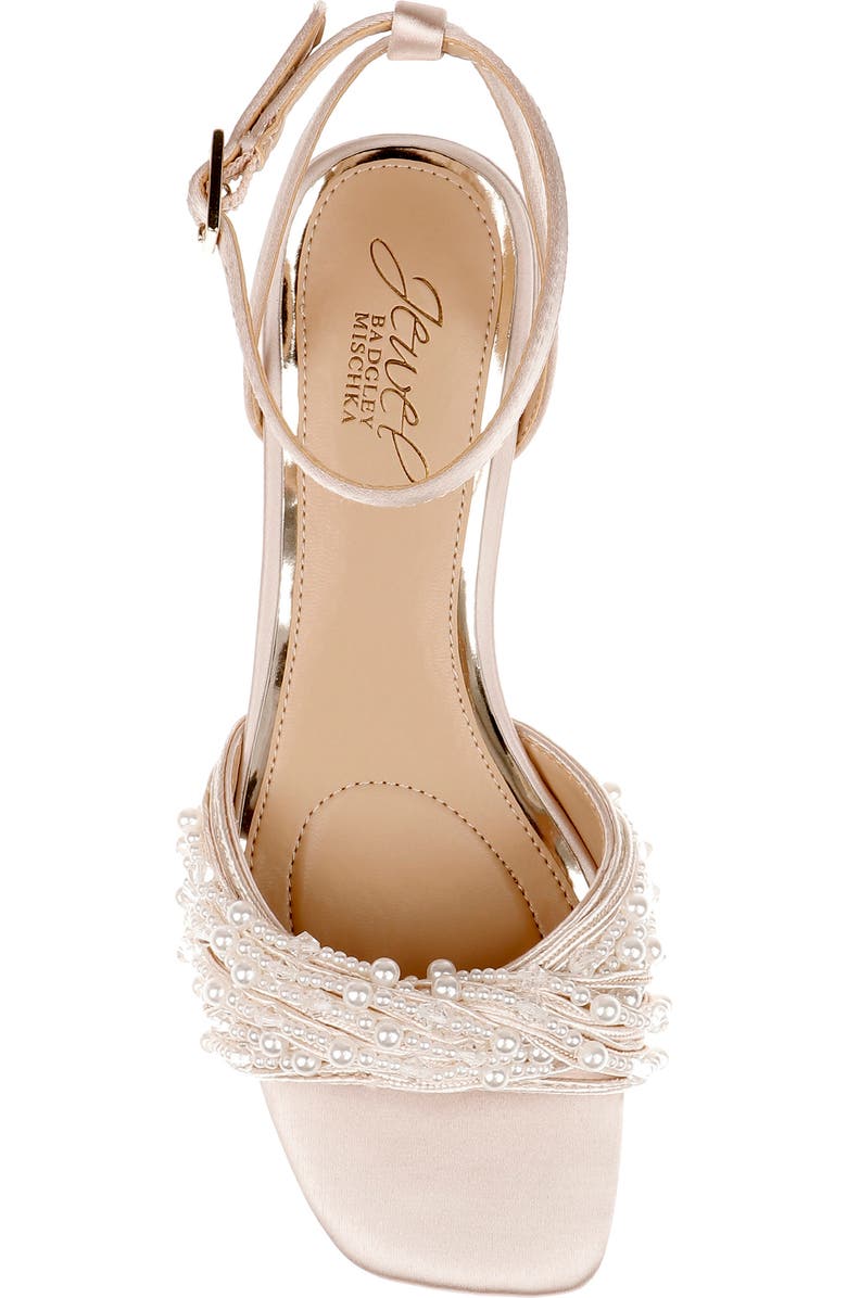 Jewel Badgley Mischka Fallon Ankle Strap Sandal, Alternate, color, Champagne Satin