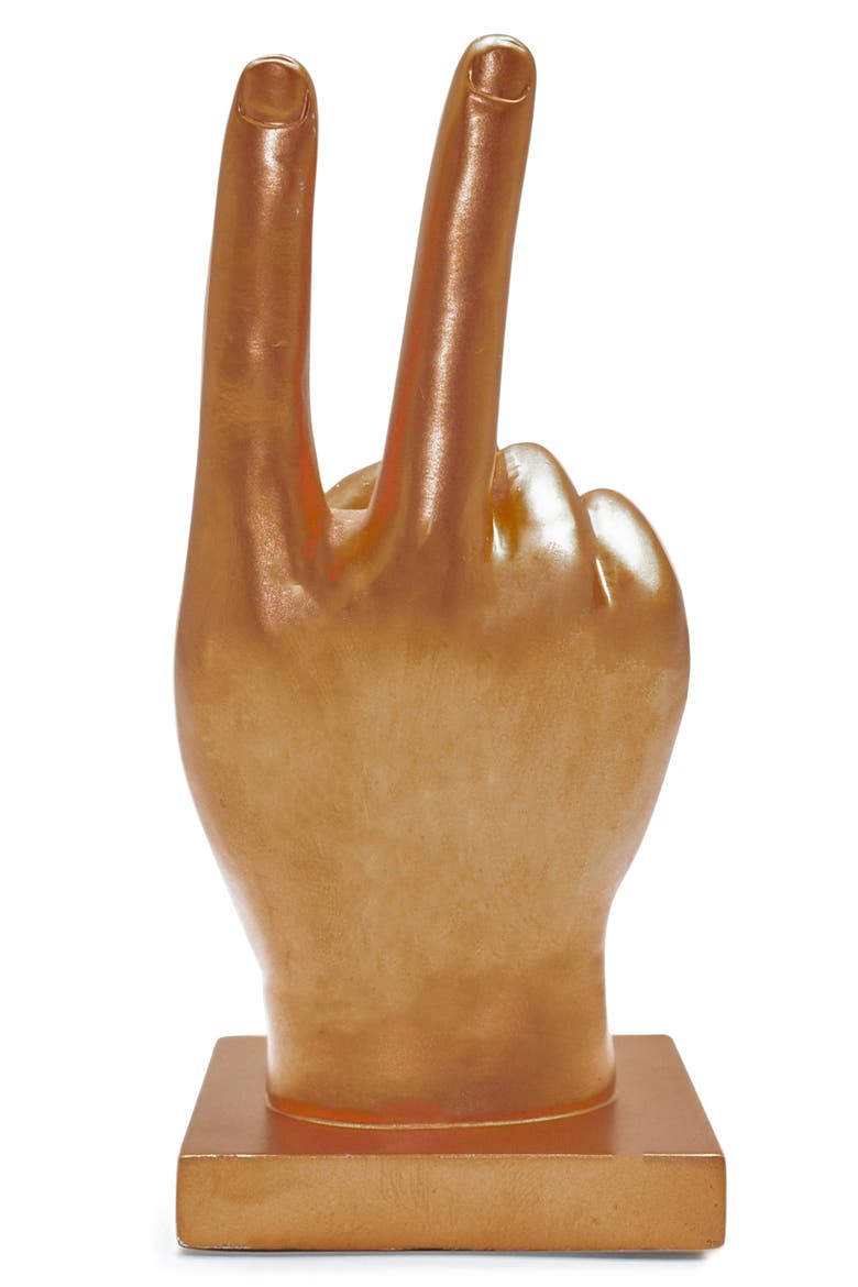 Peace Sign Sculpture, Alternate, color, BRONZE