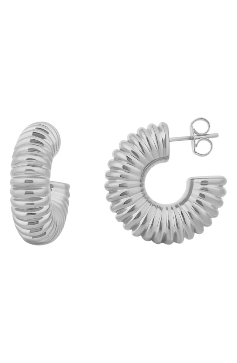 SHYMI Textured Hoop Earrings, Main, color, Silver