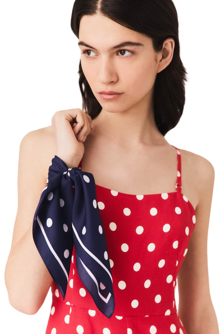 Silk polka dot bandana, Alternate, color, Navy dots print