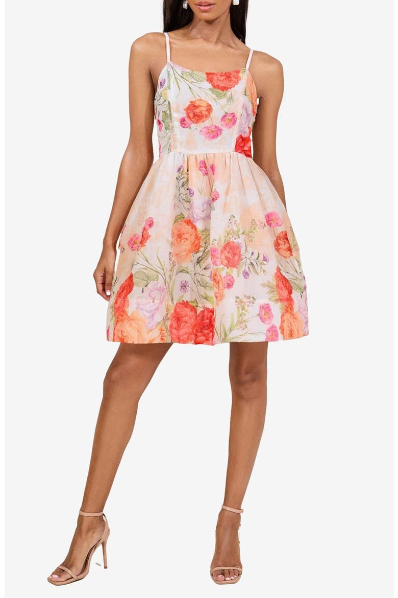 Floral Print Minidress, Main, color, WHITE