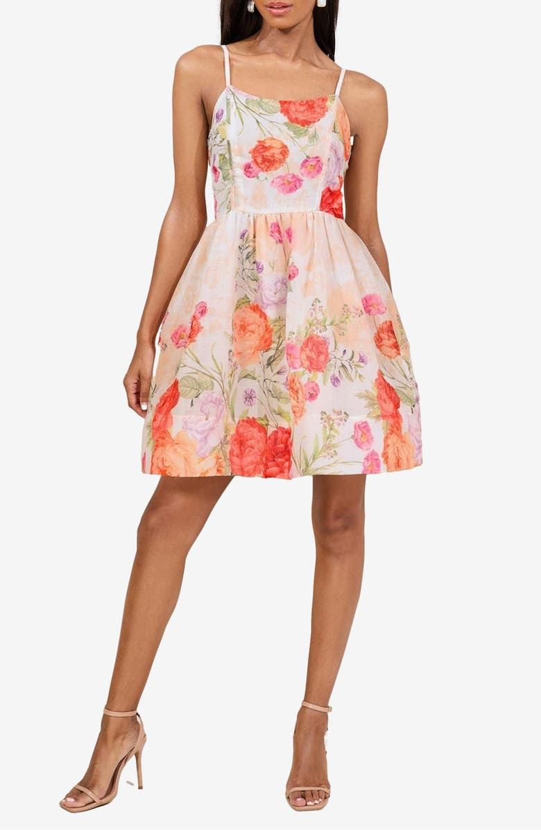 Lipsy Floral Print Minidress, Main, color, White