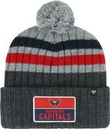 '47 Men's '47 Gray Washington Capitals Stack Patch Cuffed Knit Hat with Pom