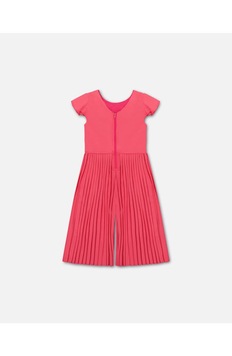 Deux par Deux Girl's Bi-Material Pleated Wide Leg Jumpsuit Candy Pink, Alternate, color,