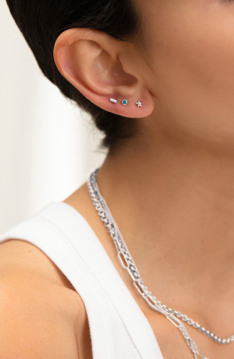 Monica Vinader Mini Turquoise Single Labret Stud, Alternate, color, White Gold