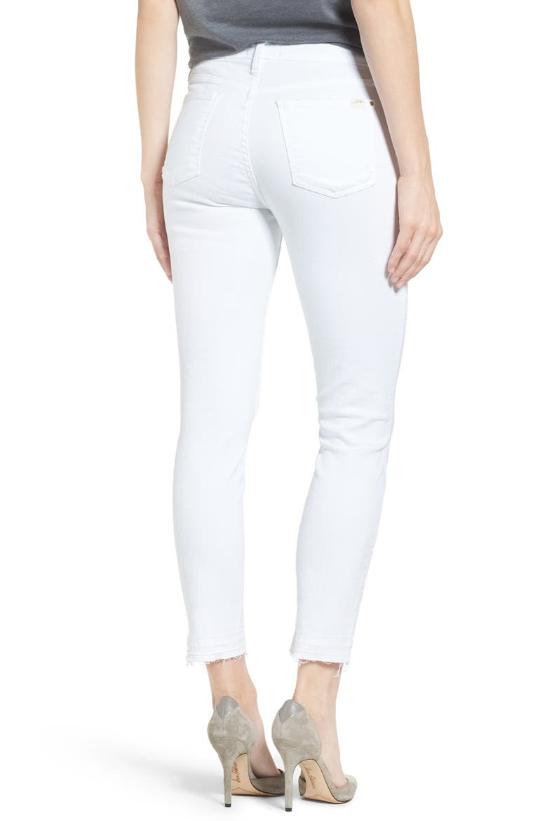 Release Hem Stretch Skinny Ankle Jeans, Alternate, color, WHITE DENIM