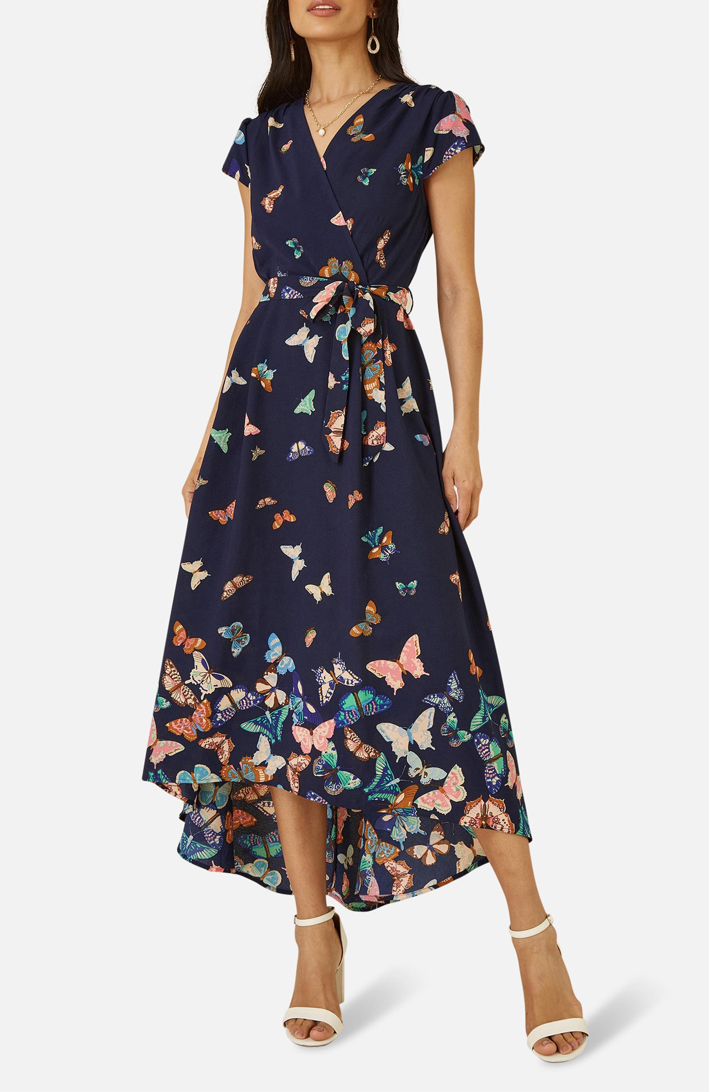 butterfly print midi dress 3D Mesh Butterfly Midi Dress Red / Medium
