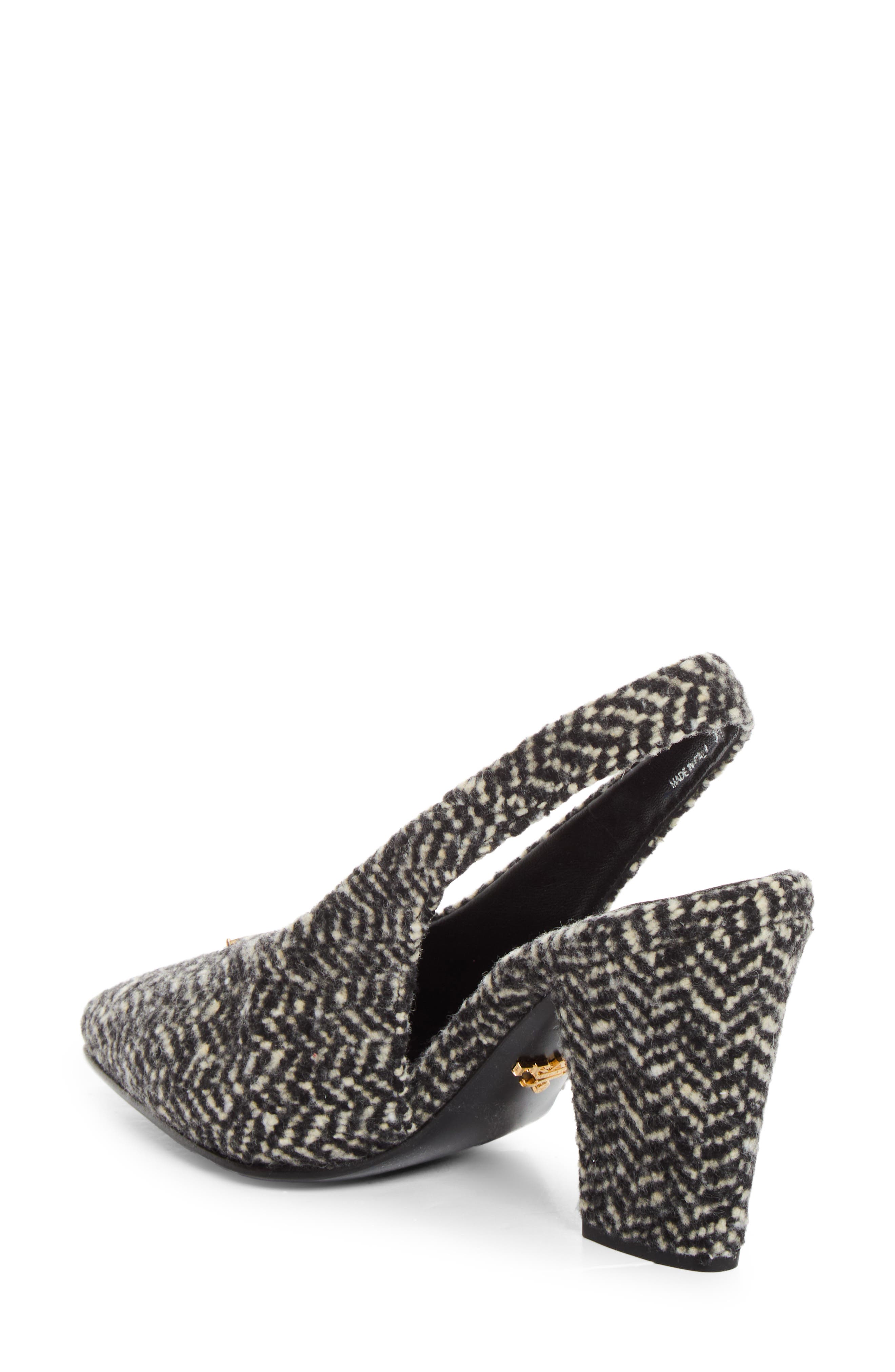 Herringbone Slingback Pump, Alternate, color, BIANCO/ NERO