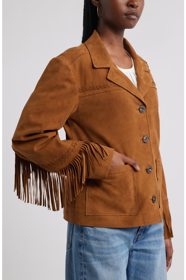 Fringe Suede Jacket, Alternate, color, TAN