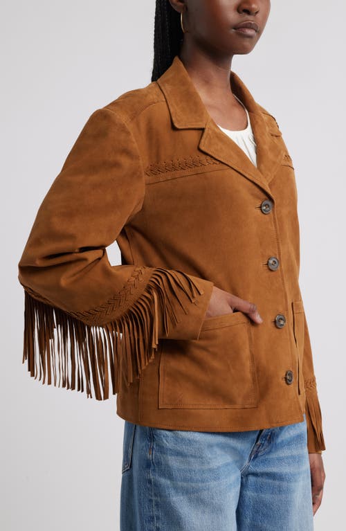 Treasure & Bond Fringe Suede Jacket In Brown