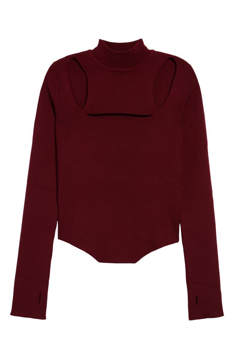 MONSE Cutout Ribbed Merino Wool Blend Sweater, Alternate, color, 