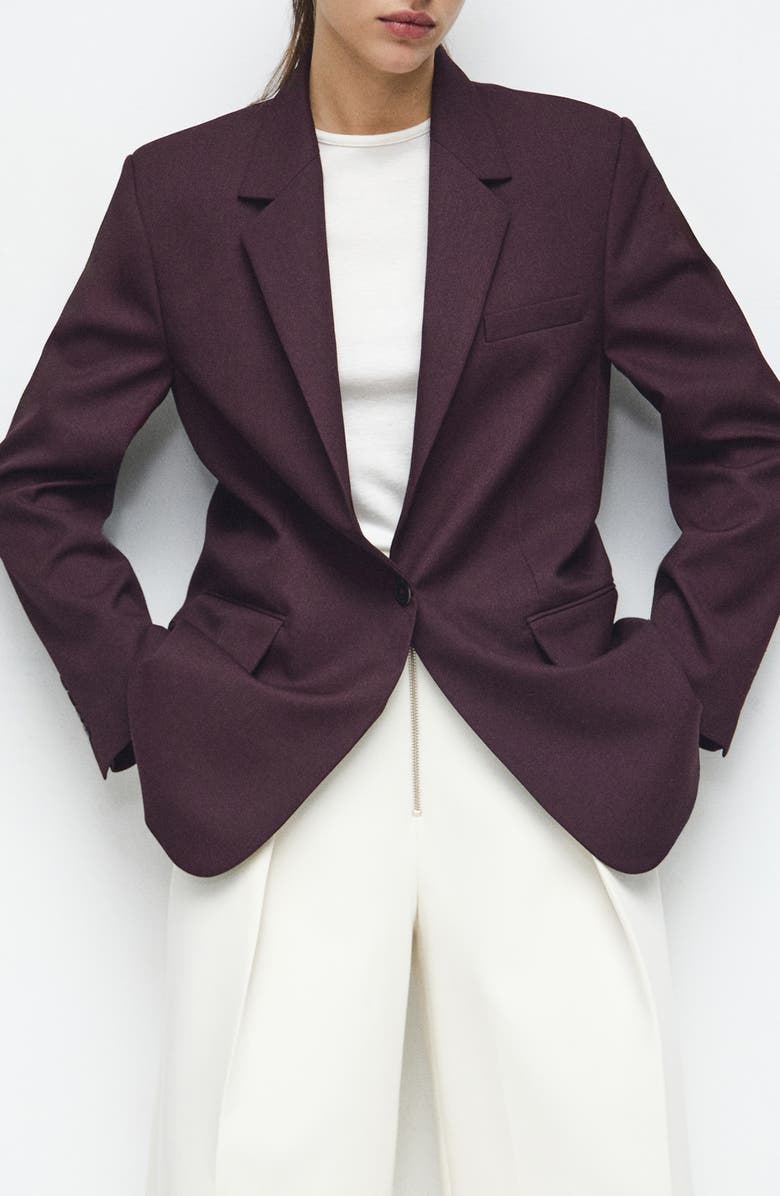 MANGO Hidra Notch Lapel Jacket, Main, color, Wine