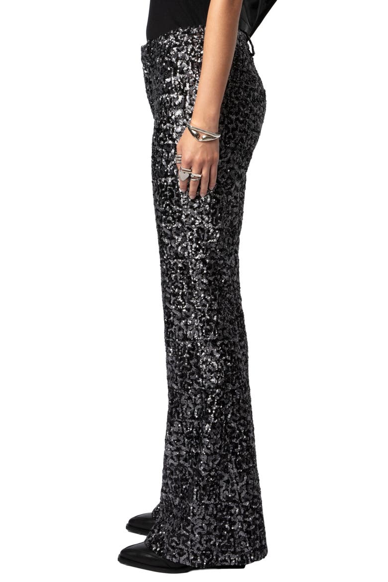Prevy Sequin Flare Pants, Alternate, color, NOIR