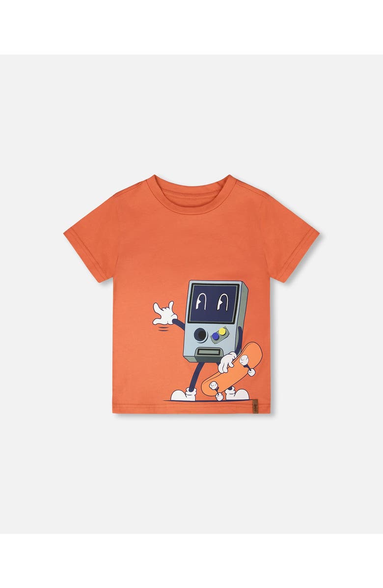 Deux par Deux Organic Cotton Jersey Skate Chest Graphic T-Shirt, Main, color, Orange