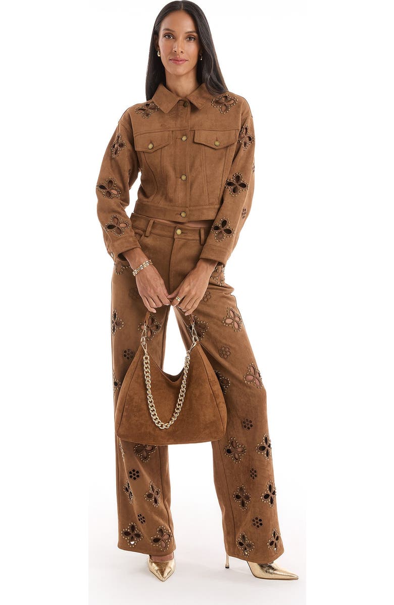 The Noli Shop Tribeca Chain Suede Bag, Alternate, color, Cognac