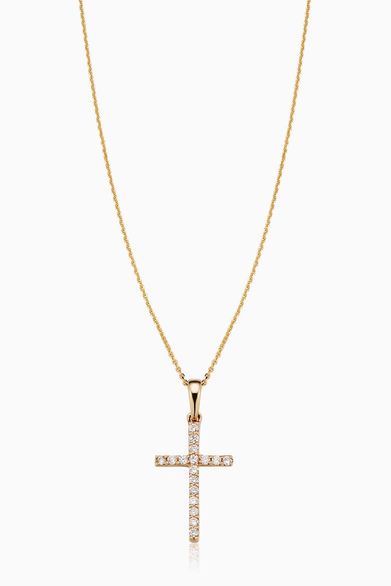 14K Gold Faith Diamond Cross Pendant Necklace, Main, color, Yellow Gold - Diamonds