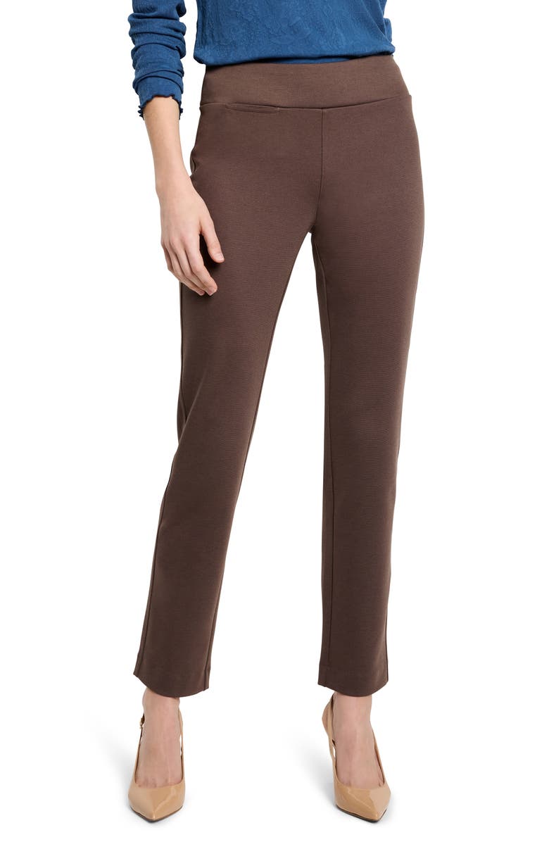 NIC+ZOE Copley Pull-On Straight Leg Ponte Pants, Main, color, Cocoa