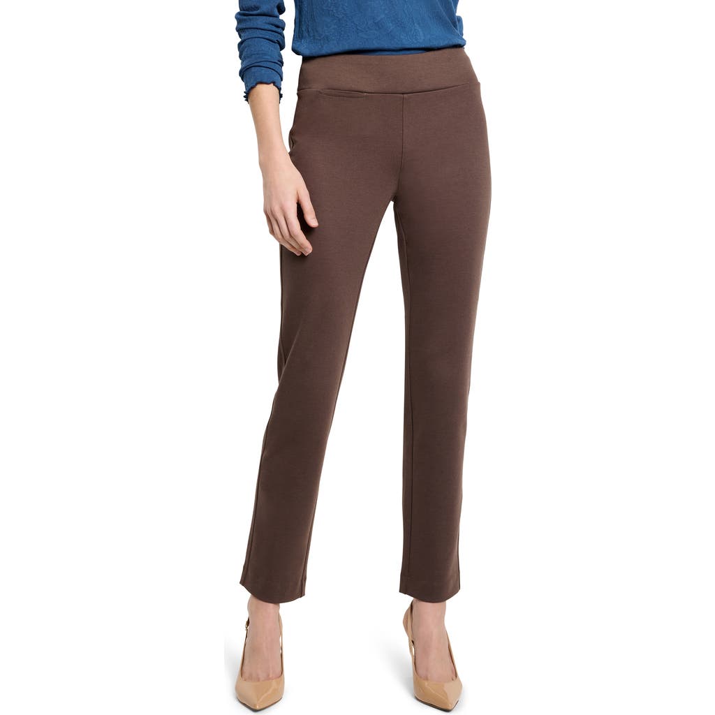 Nic + Zoe Nic+zoe Copley Pull-on Straight Leg Ponte Pants In Brown