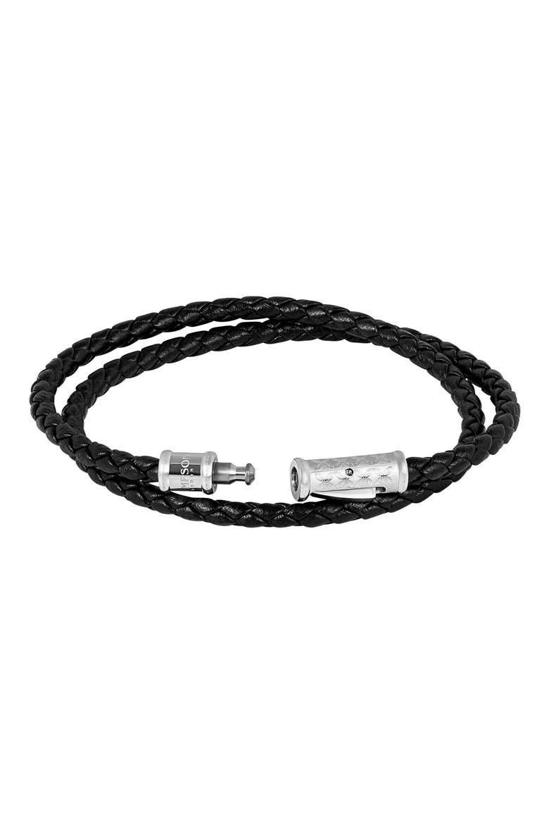 Leather Double Wrap Bracelet, Alternate, color, BLACK