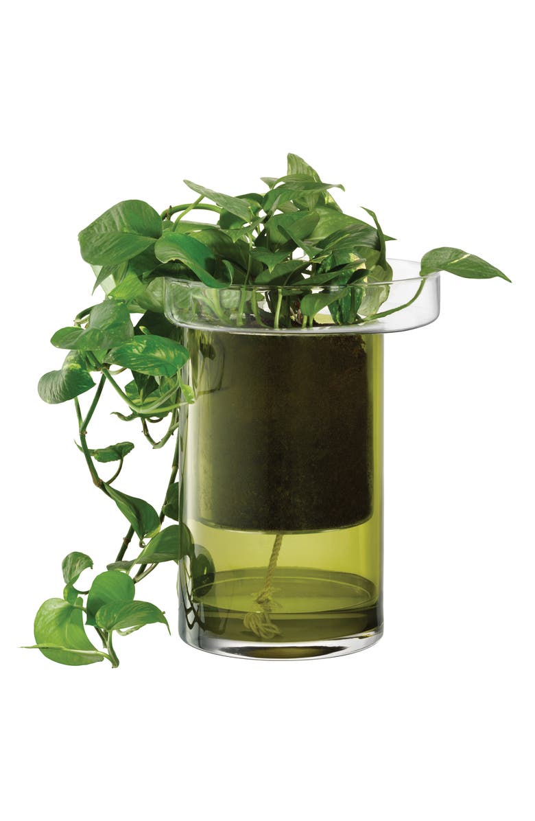 LSA Balcony Self Watering Glass Planter, Alternate, color, Green