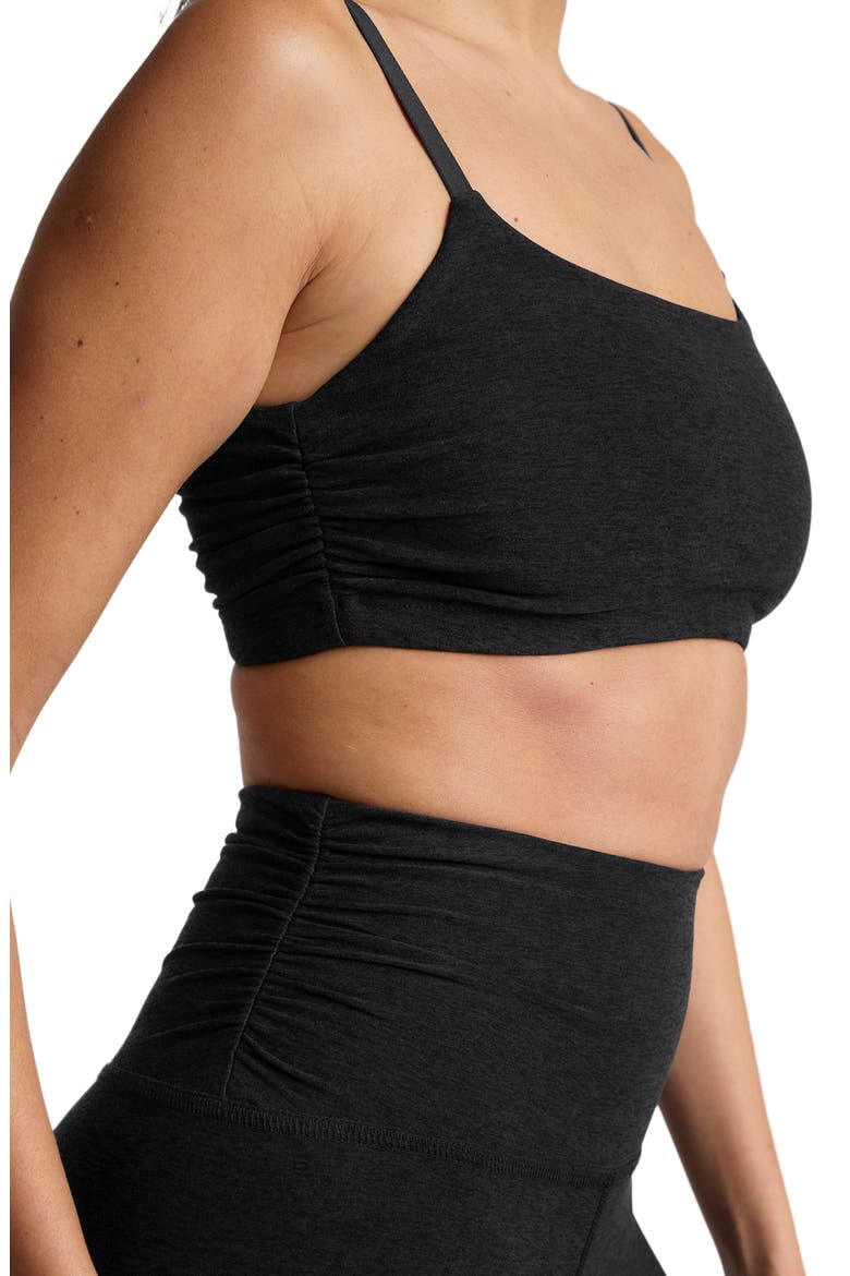 Space Dye Raise the Barre Shirred Sports Bra, Alternate, color, DARKEST NIGHT