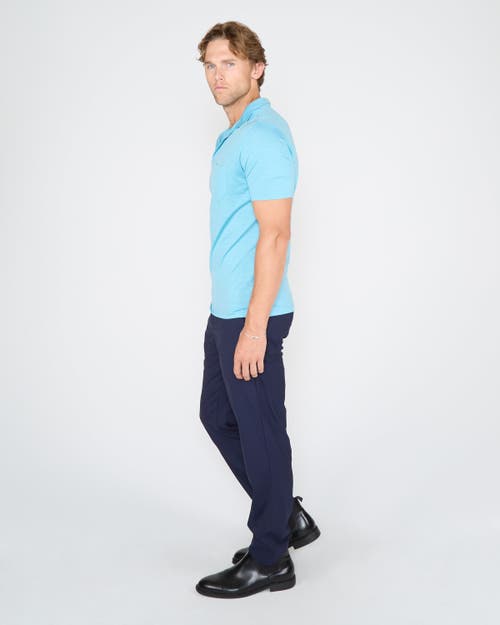 Lords Of Harlech Bobby Merino Wool Johnny Collar Polo City Geo In Blue