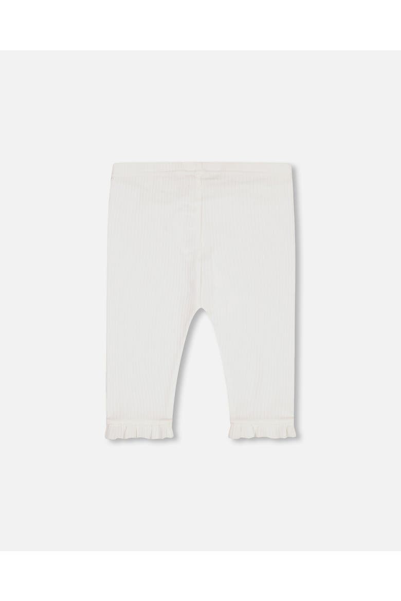 Baby Girl's Rib Capri Legging With Frill Off White, Alternate, color, Off White