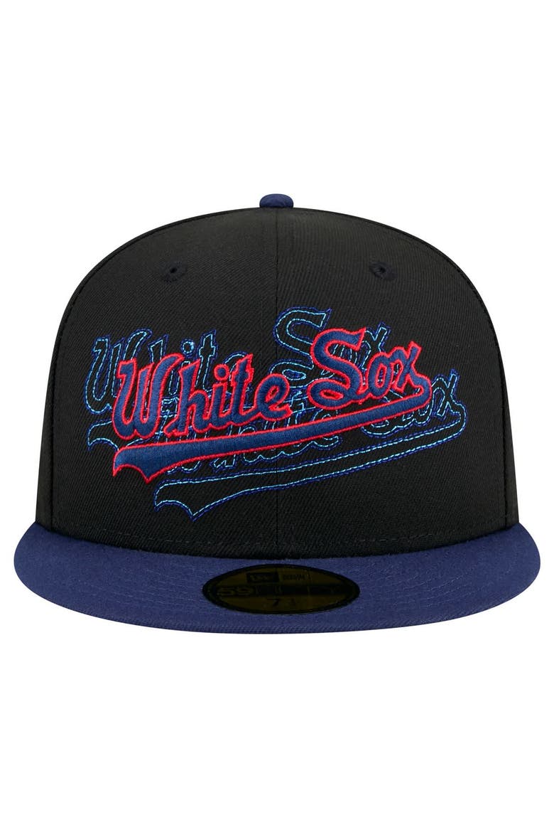 Men's New Era Black Chicago White Sox Shadow Stitch 59FIFTY Fitted Hat, Alternate, color, Black
