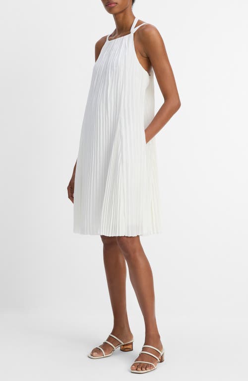 Vince Pleated A-line Halter Dress With Pockets In White