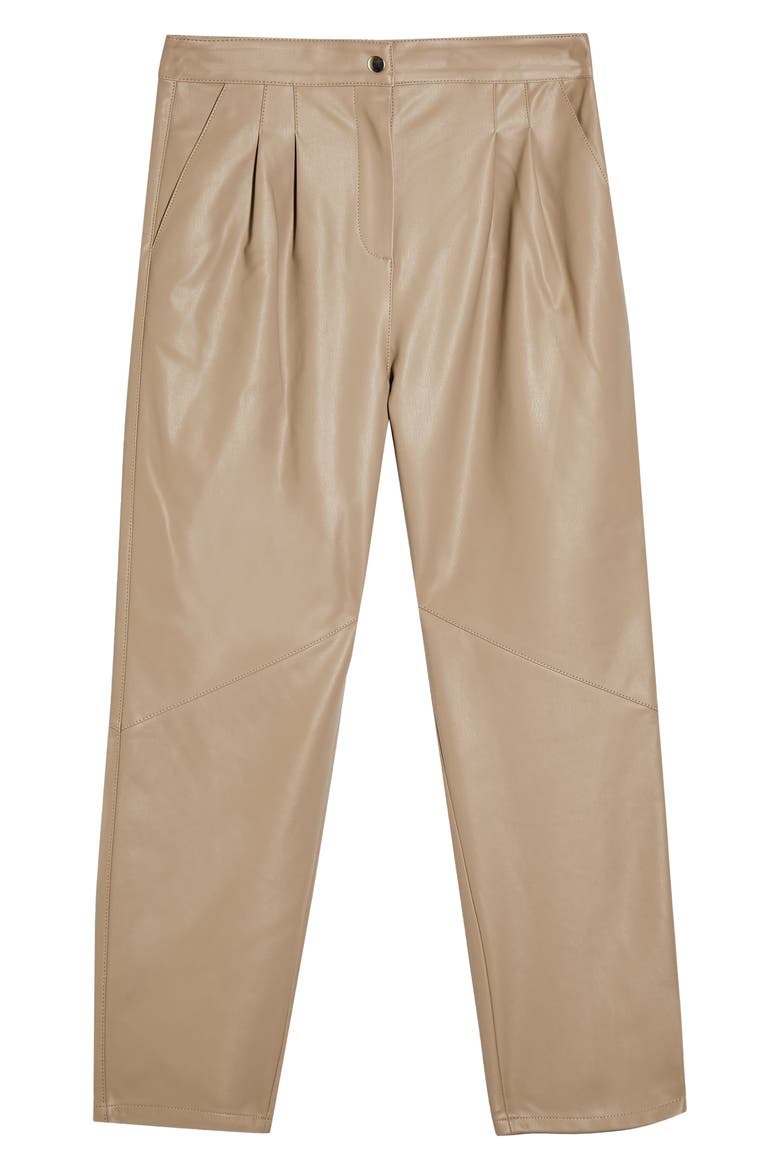 Faux Leather Peg Trousers, Alternate, color, CAMEL