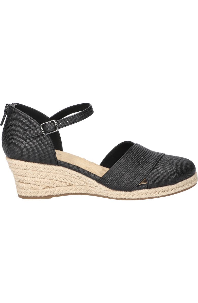 EASY STREET Coast Espadrille Wedge Sandal, Alternate, color, Black Linen Embossed