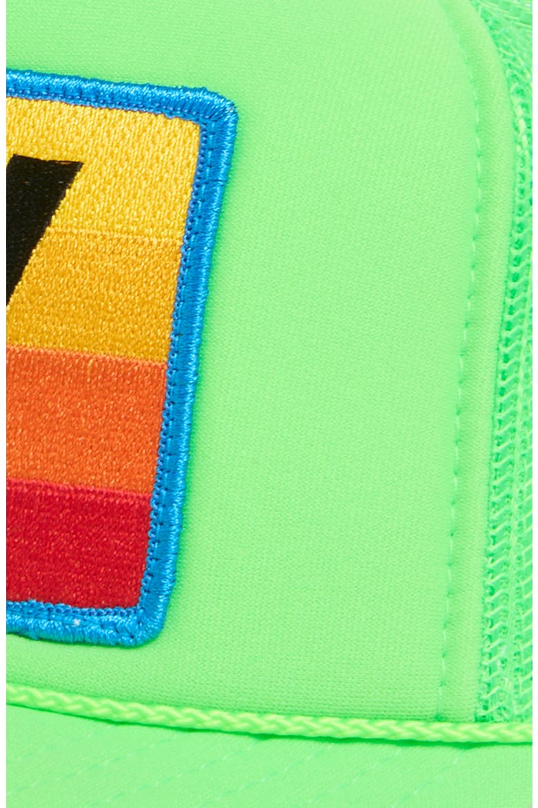 Logo Rainbow Trucker Hat, Alternate, color, NEON GREEN