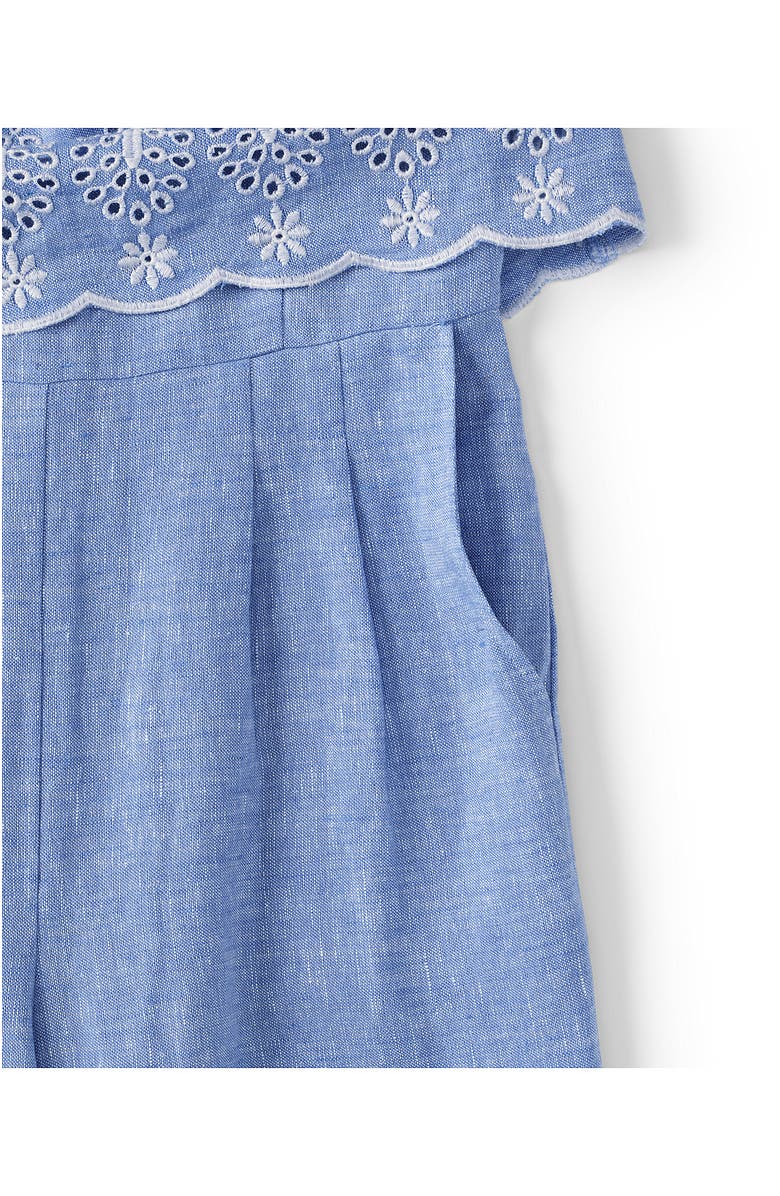 Lands' End Linen Sleeveless Embroidered Jumpsuit, Alternate, color,