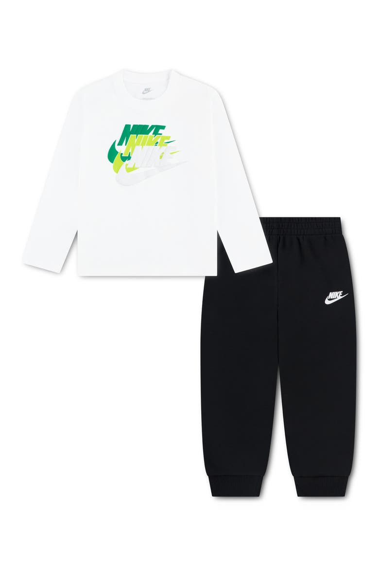 Kids' Multi Futura Logo Long Sleeve Tee & Joggers Set, Main, color, BLACK