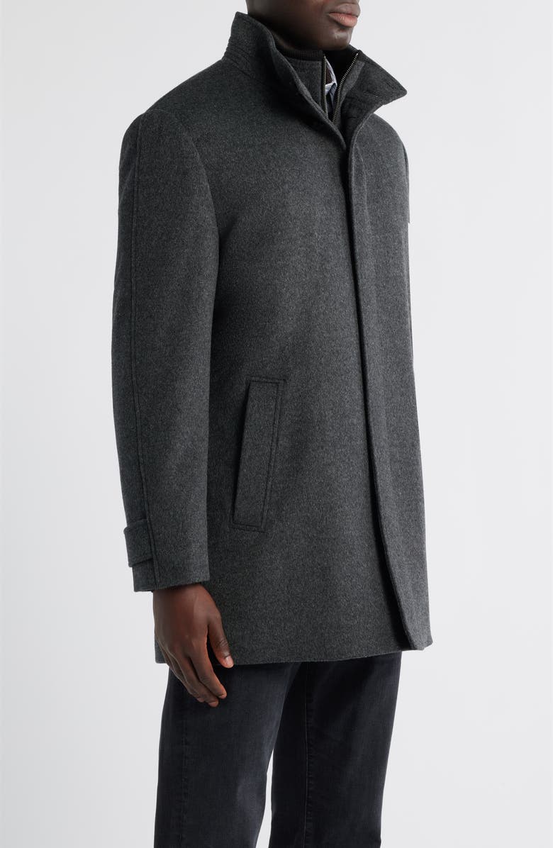 Nordstrom Hudson Bib Insert Wool Car Coat, Alternate, color, Grey Charcoal Heather