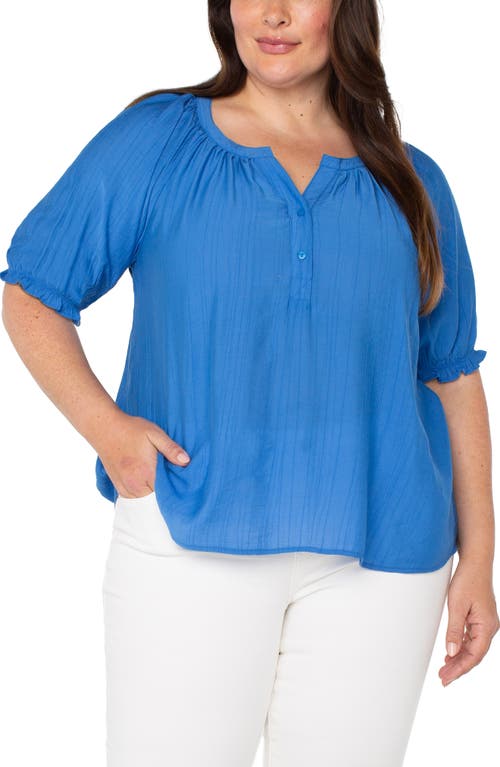 Shop Liverpool Los Angeles Crinkled Puff Sleeve Top In Cobalt Blue