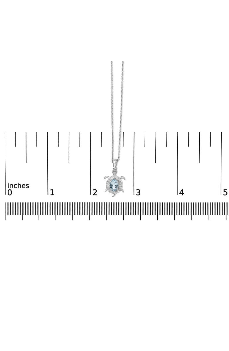 Haus of Brilliance .925 Sterling Silver Created Blue Topaz and Sapphire Turtle Pendant Necklace, Alternate, color, White