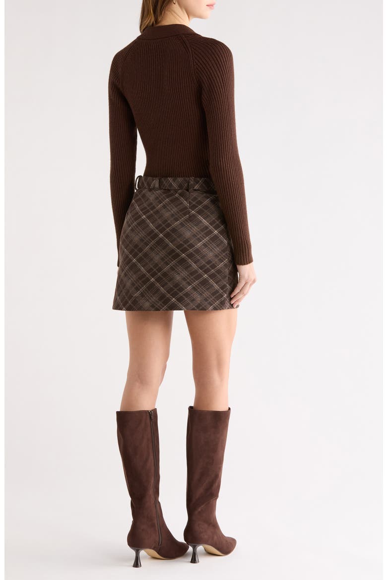 Baylie Mixed Media Long Sleeve Sweater Dress, Alternate, color, BROWN