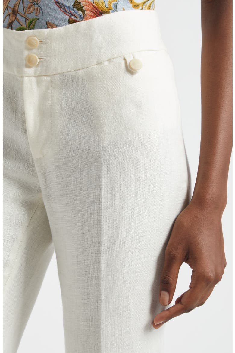 Linen Ankle Flare Trousers, Alternate, color, BIANCO NATURALE