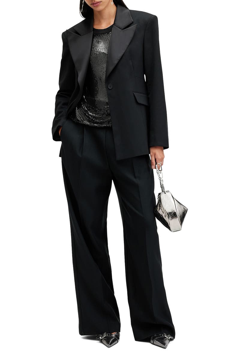 AllSaints Shane Mixed Media Chainmail Top, Alternate, color,