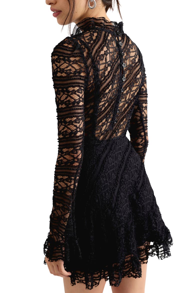 Woodland Whispers Lace Minidress, Alternate, color, BLACK