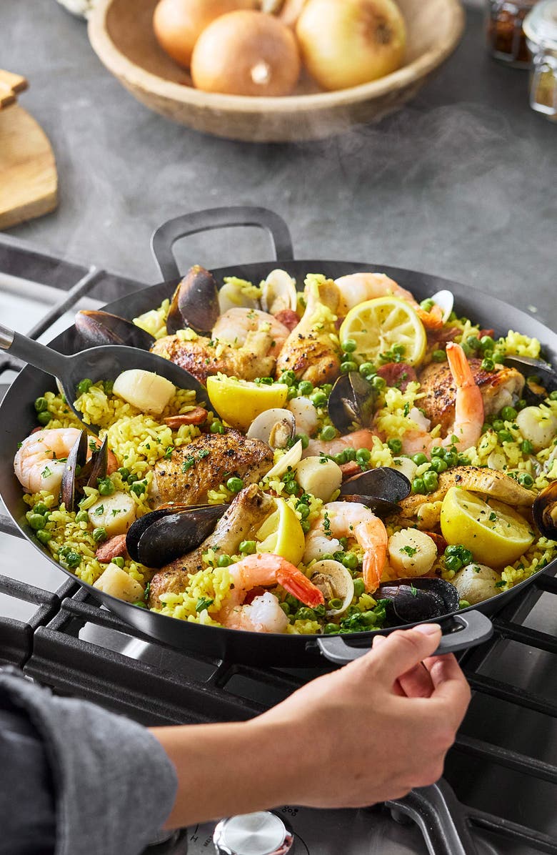 GreenPan x Bobby Flay 15" Carbon Steel Paella Pan, Alternate, color, Black