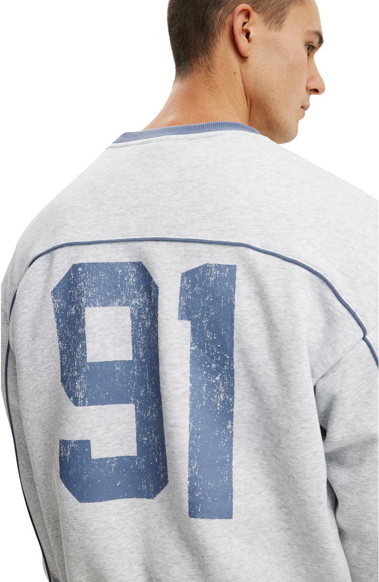 Cotton On Men's Box Fit Graphic Crew Sweater, Alternate, color, Grey Marle  Studiio 91