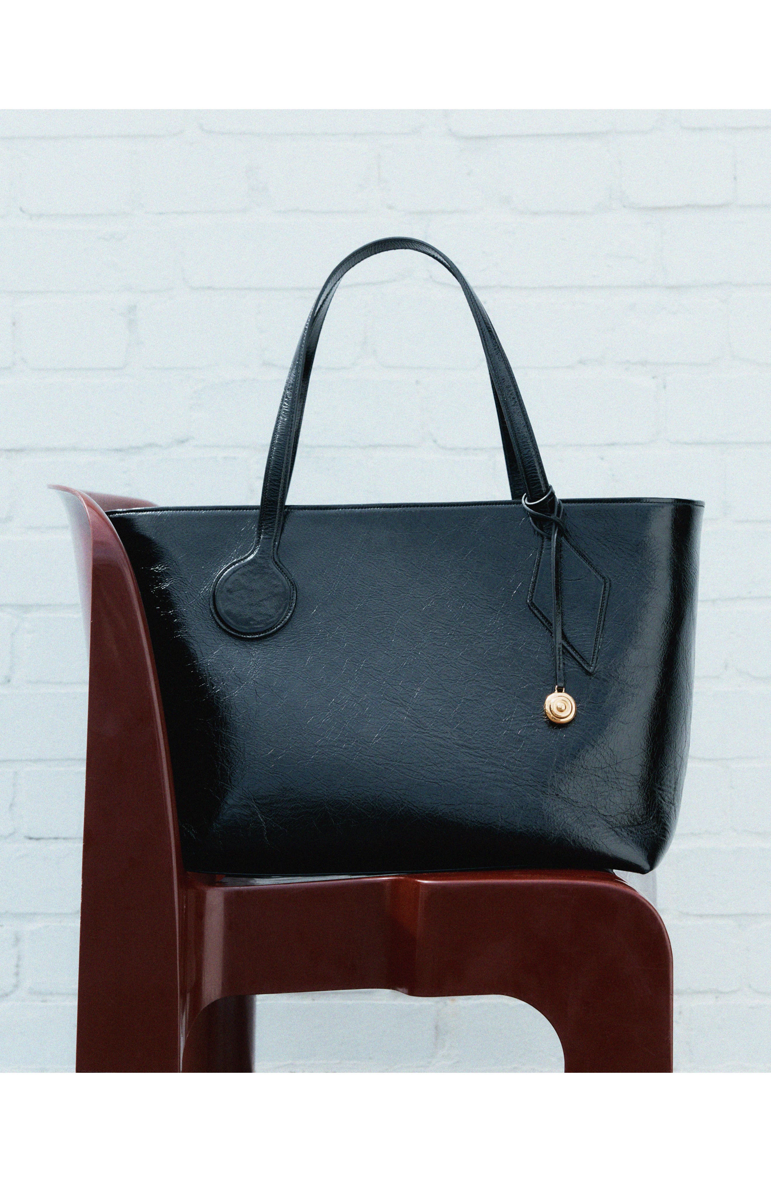 LIFFNER Large Sprout Leather Tote, Alternate, color, Black