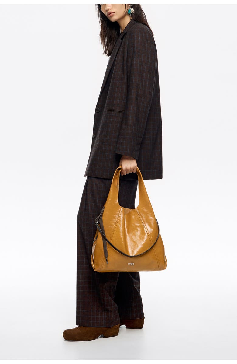 Bimba y Lola Checked Tailored Jacket, Alternate, color, Brown