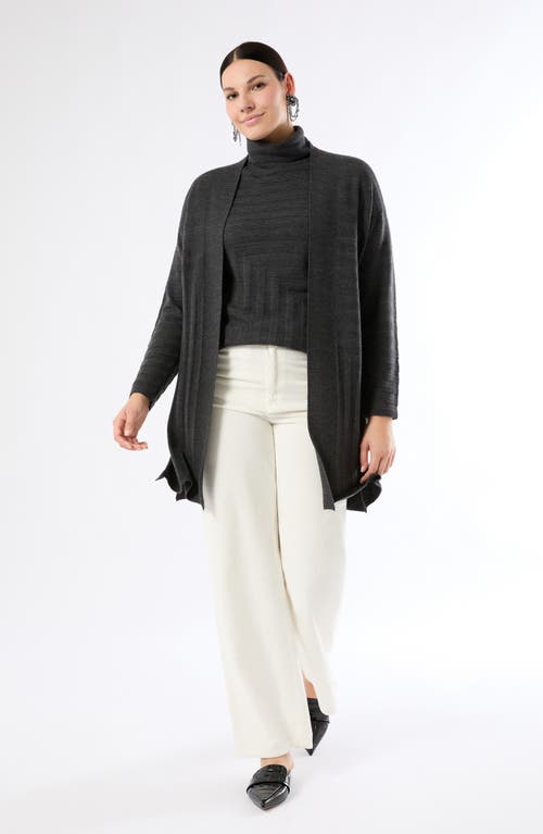 Marina Rinaldi Onde Virgin Wool Turtleneck Sweater In Gray