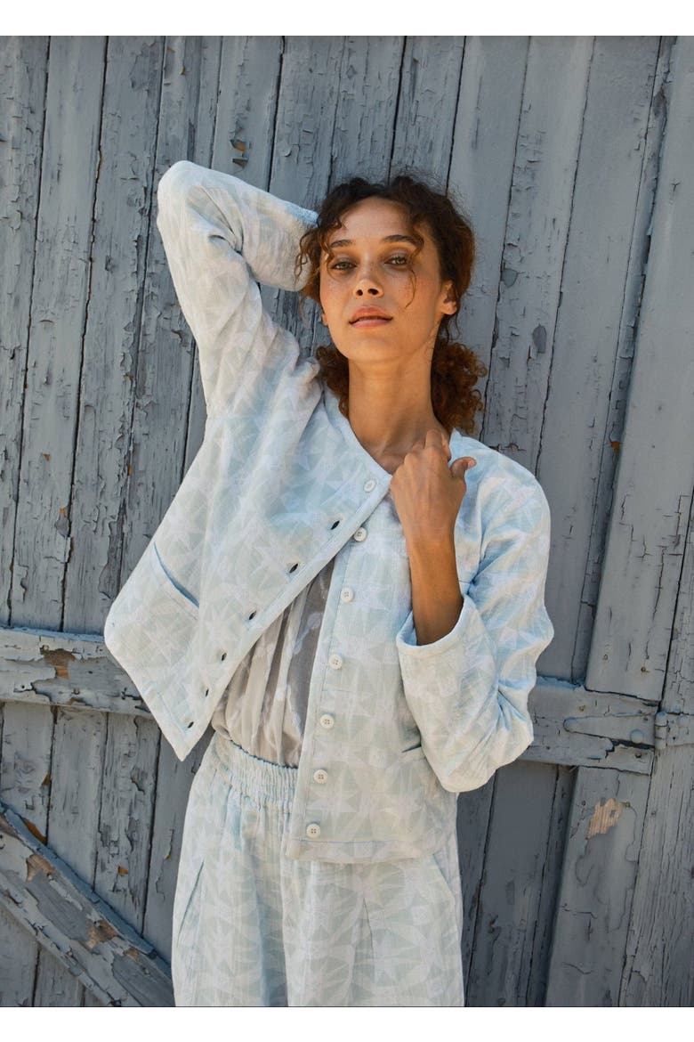 Maira Crew Neck Cardigan, Alternate, color, Calm